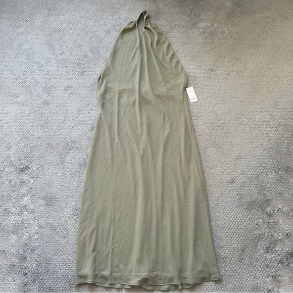 NEW Show Me Your Mumu Jasmine Halter Midi Bridesmaid Dress in Moss Green Crisp - Picture 6 of 10